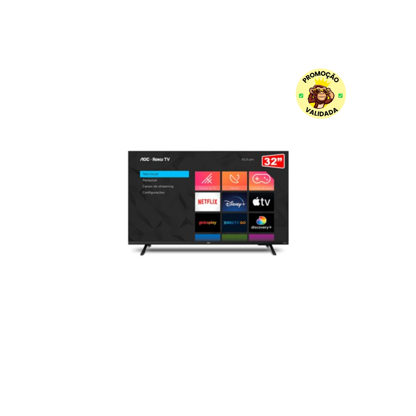 Promoção Smart Tv LED Hd 32 Polegadas AOC Sistema Roku TV Wi-Fi HDMI ...