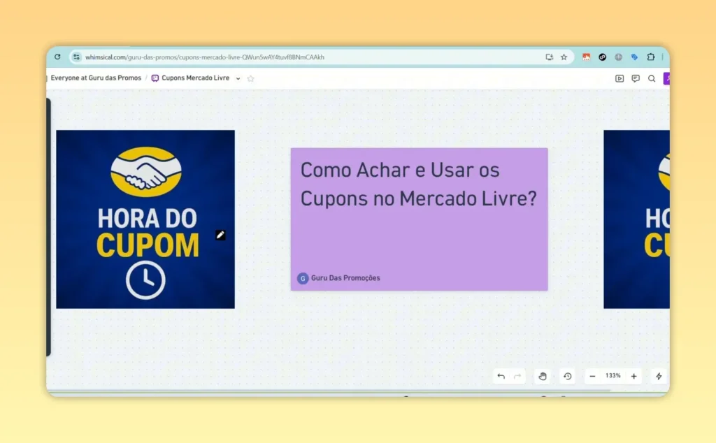 Tela do vídeo com o tema “Hora do Cupom” e “Como Achar e Usar os Cupons no Mercado Livre?”
